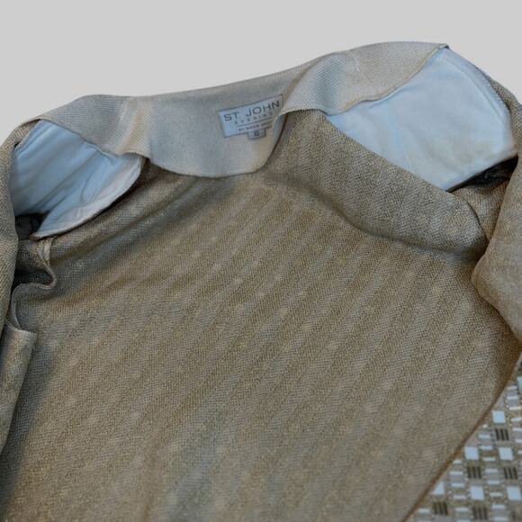 ST. JOHN Evening By Marie Gray Women's Size 10 Gold & Creme Blazer Luxury - Picture 9 of 15